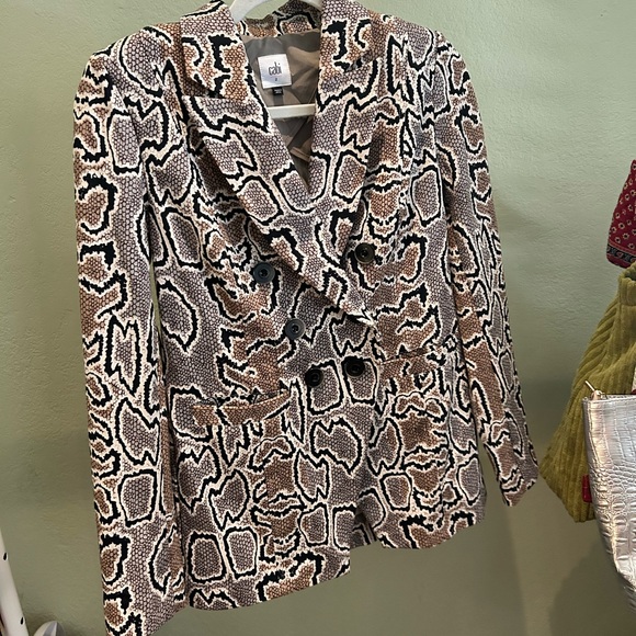 Cabi Python Snake-print Blazer With Shoulder Pads Size 2 - Picture 1 of 6